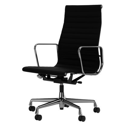 Aluminium Chair EA 119, Poli, Cuir (Standard), Nero