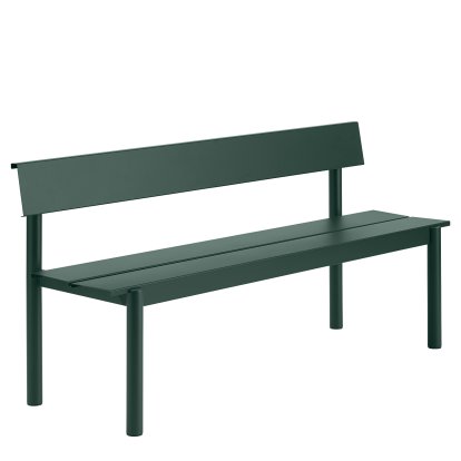 Banc Linear Steel avec dossier, L 170 x L 50,9 cm, Vert foncé