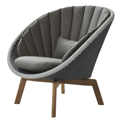 Fauteuil lounge Peacock, Small flat Weave - Grey / light grey, Natté - Taupe