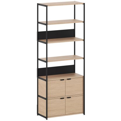 Étagère Unit en bois, 215 m , 2 x portes doubles, Chêne / Noir graphite