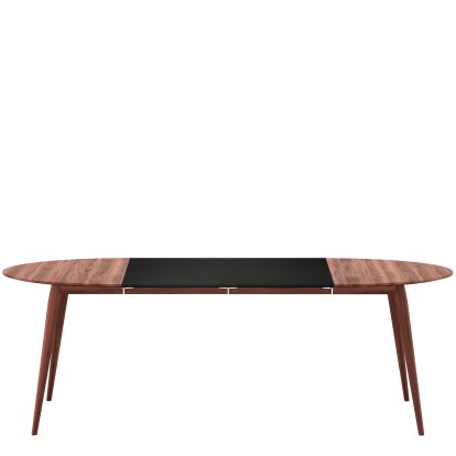 Table PLAYdinner Ronde, Noyer huilé, L 120-220 cm, MDF noir