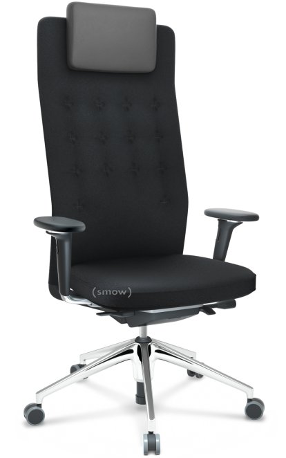 ID Trim L, Mécanisme Flowmotion avec réglage de la profondeur d'assise, Avec accotoirs 3D, Noir basic, Tissu Plano nero, Souples pour sols durs