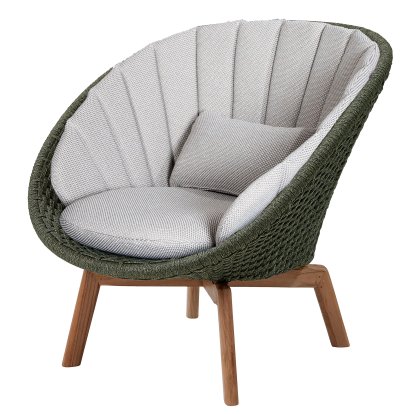 Fauteuil lounge Peacock, Medium flat soft Rope - Dark green, Focus - Gris clair