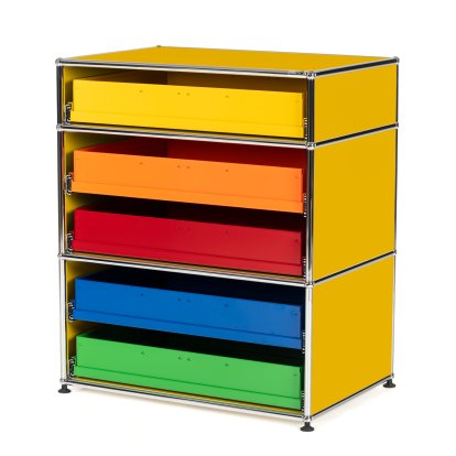 Buffet haut USM Haller pour enfants M avec tiroirs, Jaune or RAL 1004