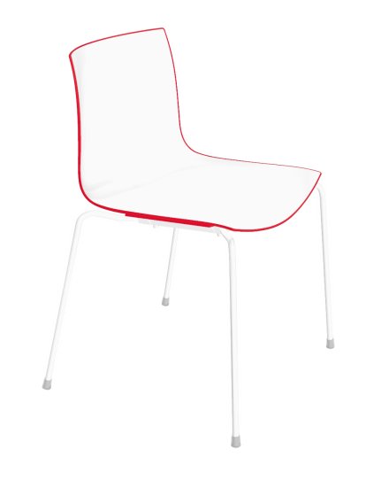 Catifa 46 Tube, Blanc, Bicolore, Dossier rouge, siège blanc, Sans accoudoirs