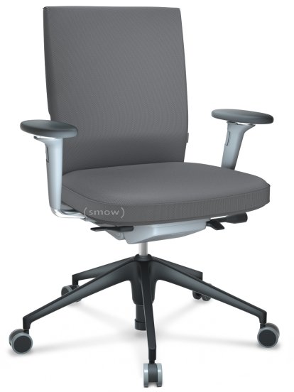 ID Soft, Mécanisme Flowmotion sans inclinaison avant et sans réglage de la profon, Avec accotoirs 3D, Piétement à 5 branches, plastique basic dark, Soft grey, Assise et dossier Silk Mesh, Dimgrey, Durs pour tapis