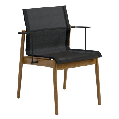 Chaise en teck Sway , Revêtement poudré anthracite, Tissu Sling anthracite, Avec accotoirs