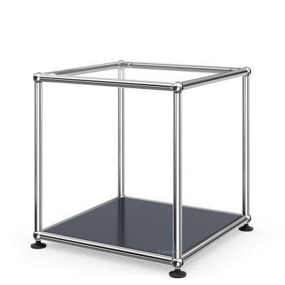 Table d'appoint 35 USM Haller, Panneau supérieur en verre, panneau inférieur en métal, Anthracite RAL 7016