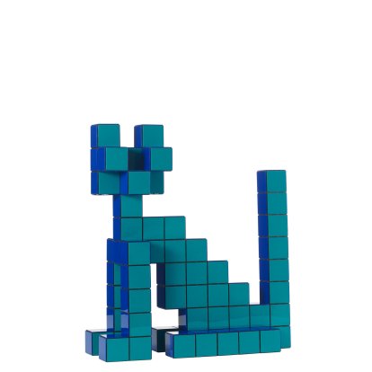 Figurine à emboîter Panton Cubes, Chat, Bleu