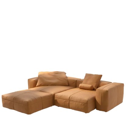 Vetsak Sofa Set 3, Cuir - Marron, Avec coussin
