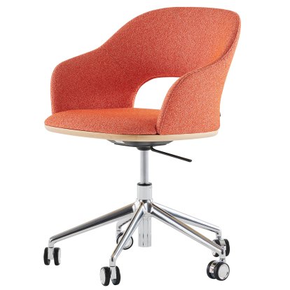 521 Chaise pivotante, Aluminium poli, Tissu Cento - coral