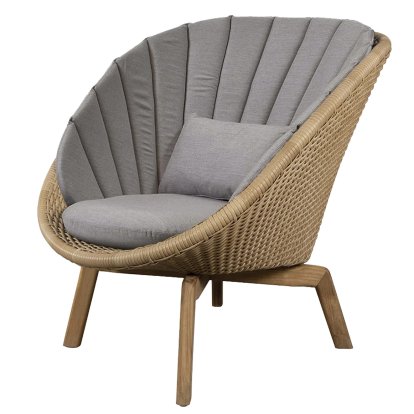 Fauteuil lounge Peacock, Large flat Weave - Natural, Natté - Taupe