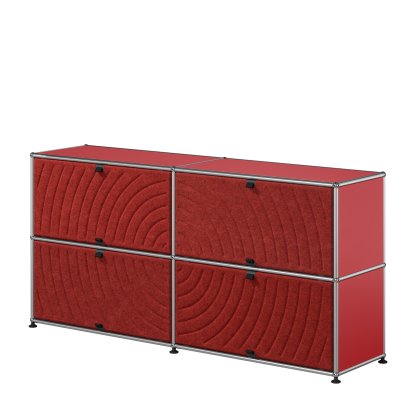 Buffet USM Haller L avec USM Soft Panels, rond, Rouge rubis USM, Rouge