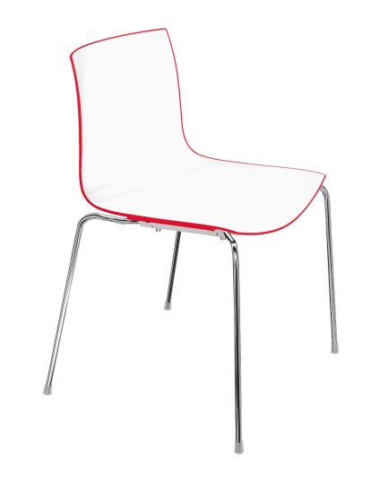 Catifa 46 Tube, Chromé, Bicolore, Dossier rouge, siège blanc, Sans accoudoirs