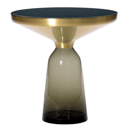 Table d'appoint Bell, Laiton laqué clair, Gris quartz