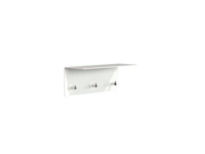 Unu Porte-manteau mural, Sans tige, Avec 3 crochets, Blanc mat / inox poli