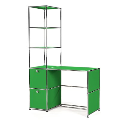 Bureau USM Haller avec étagère superposée, Vert USM
