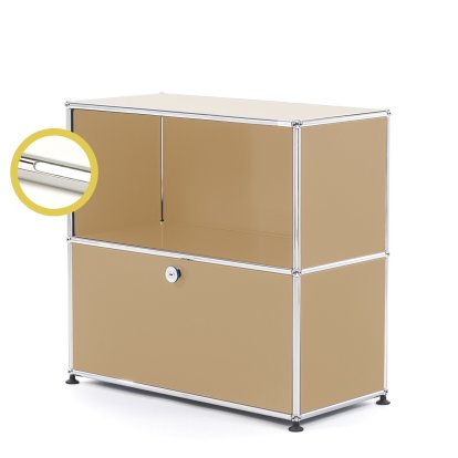 USM Haller E Sideboard M avec éclairage du compartiment, Beige USM, Blanche froide