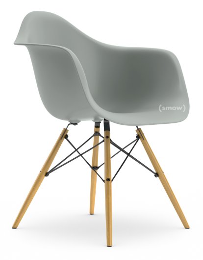 Eames Plastic Armchair DAW, Gris clair, Sans rembourrage, Sans rembourrage, Version standard - 43 cm, Frêne tons miel