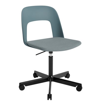 Chaise pivotant Layout 143 avec assise rembourrée, Océan / Mode 045, Aluminium thermolaqué noir 