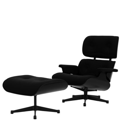 Eames Lounge Chair & Ottoman Calma, Châtaignier noir, Calma, anthracite foncé, 89 cm, Noir peint par poudrage