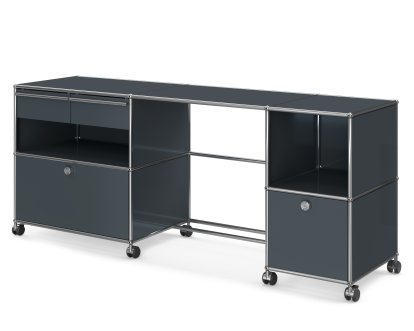 Bureau USM Haller Type 3, Anthracite RAL 7016, Durs pour tapis