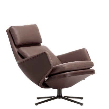 Fauteuil Grand Relax, Sans repose-pieds, Cuir Premium F, marron, Noir basic, 46,5 cm