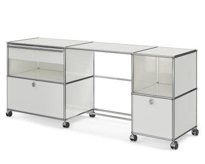 Bureau USM Haller Type 3, Blanc pur RAL 9010, Durs pour tapis