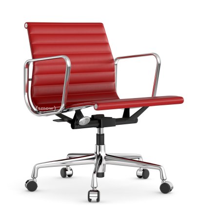 Aluminium Chair EA 117, Chromé, Cuir (Standard), Rouge