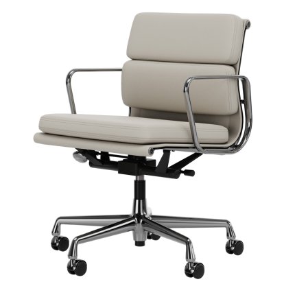 Soft Pad Chair EA 217, Chromé, Cuir Premium F neige, Plano blanc