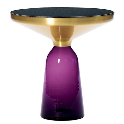 Table d'appoint Bell, Laiton laqué clair, Améthyste violette