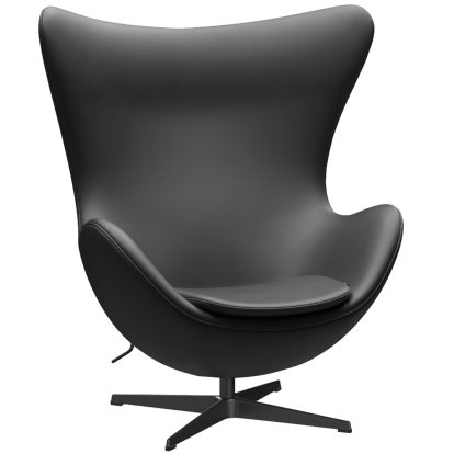 Fauteuil Egg (Oeuf), Cuir Essential, Noir, Noir, Sans repose-pied
