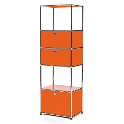 USM Haller Étagère de salon M Type 2, Orange pur RAL 2004, Avec 2 portes abattantes et 1 porte coulissante (incl. cadre métallique)