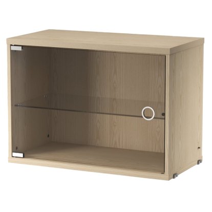 Élément de meuble système String avec porte en verre, Placage frêne  
