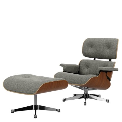 Eames Lounge Chair & Ottoman Nubia, Crème marron foncé / noyer, naturel