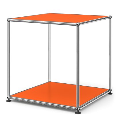 Table d'appoint USM Haller 50 haute, Panneaux inférieur et supérieur en métal, Orange pur RAL 2004