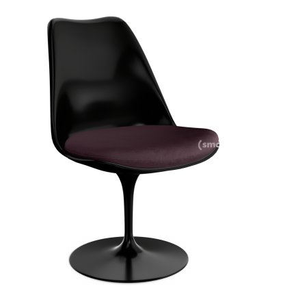 Chaise Tulip Saarinen, Statique, Coussin d'assise, Noir, Plum (Eva 119)