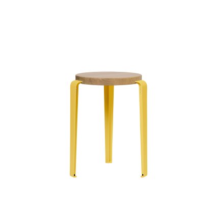 Tabouret Lou, bois massif, Chêne massif, Jaune brioche