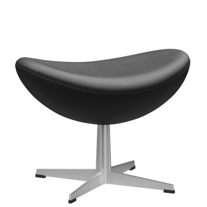 Repose-pied l'Oeuf, Cuir Essential, Noir, Aluminium satiné et poli