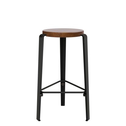 Tabouret de bar Lou, 66 cm, Chêne teinté, Noir graphite