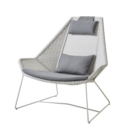 Fauteuil lounge Breeze Highback, Gris blanc, Natté - Gris
