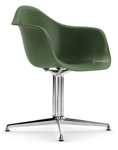Eames Plastic Armchair DAL, Forêt, Sans rembourrage, Sans rembourrage, Aluminium poli, Nouvelle hauteur d'assise (43,0 cm)