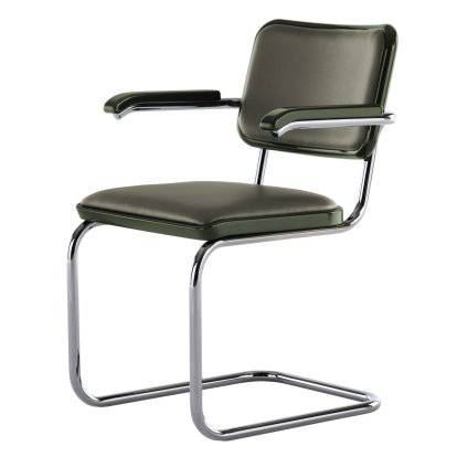 JS . Thonet - Chaise cantilever S 64 P/V Serious, Serious 03 - cuir, vert graphite