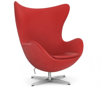 Fauteuil Egg (Oeuf), Hallingdal 65, 674 - Rouge, Aluminium satiné et poli, Sans repose-pied