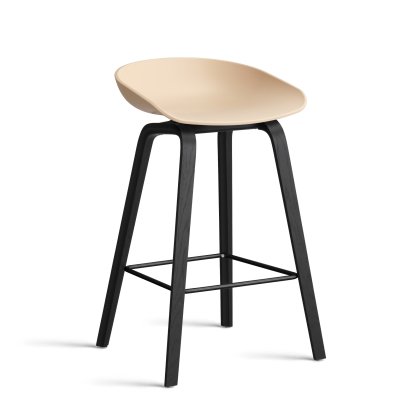 About A Stool AAS 32, Version cuisine: hauteur de l'assise 64 cm, Chêne laqué noir, Pale peach 2.0