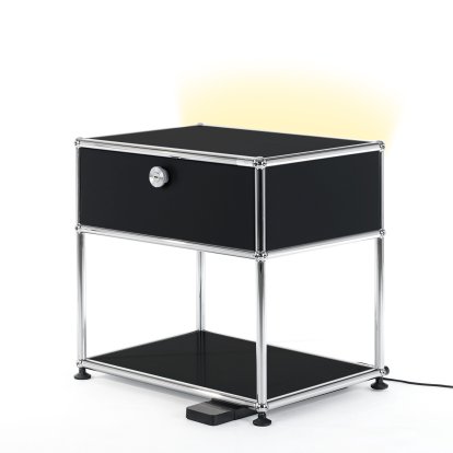 Table de chevet USM Haller E avec variateur de lumière, Noir graphite RAL 9011