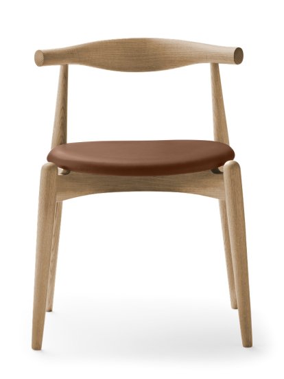 CH20 Elbow Chair, Chêne savonné, Cuir cognac