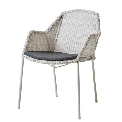 Chaise Breeze, Gris blanc, Avec coussin d'assise, Natté - Noir