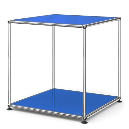 Table d'appoint USM Haller 50 haute, Panneaux inférieur et supérieur en métal, Bleu gentiane RAL 5010