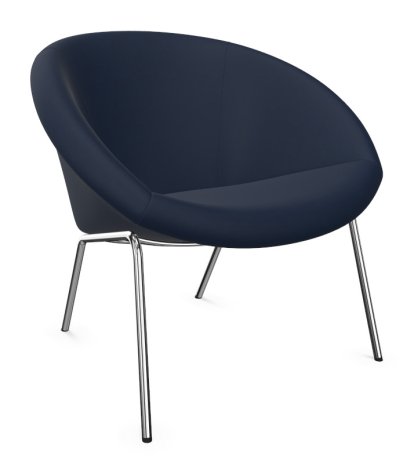 Fauteuil 369 , Tissu Harald bleu foncé, Chromé brillant